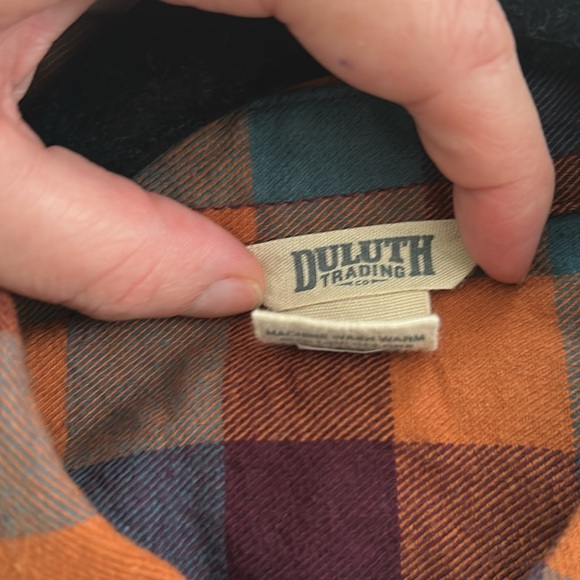 Duluth Trading Co Women's Checkered Shirt - Orange and Blue - Picture 4 of 5